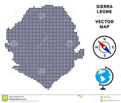 pixelated sierra leone map stock vector illustration of