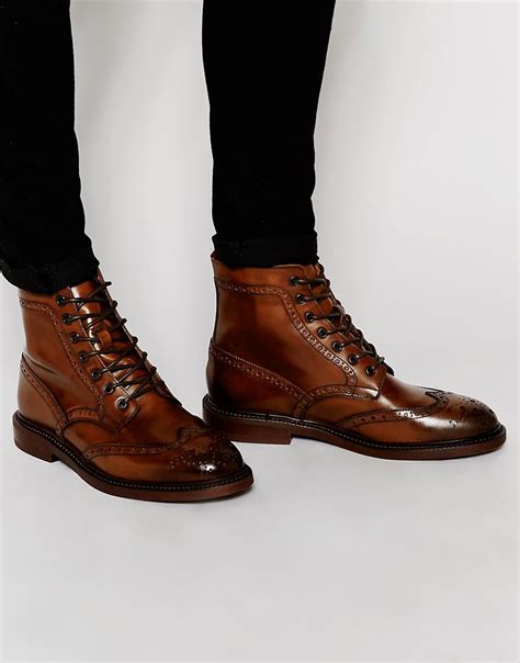 lyst asos brogue boots  brown leather  chunky sole  brown  men