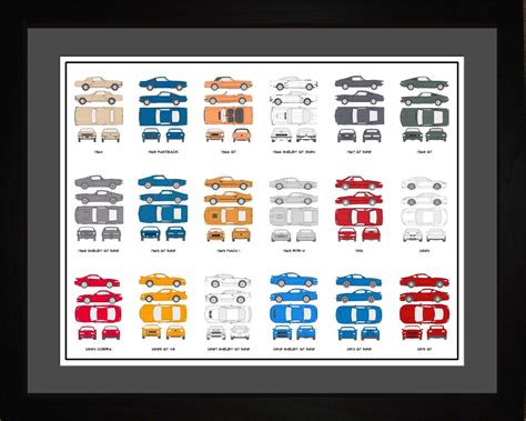 ford mustang auto collection drawing art car shelby fastback etsy