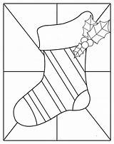 Stained Glass Patterns Christmas Stocking Pattern Printable Templates Coloring Designs Christmass Beginners Printables Beginner Print Simple Crafts Projects Windows Mosaic sketch template