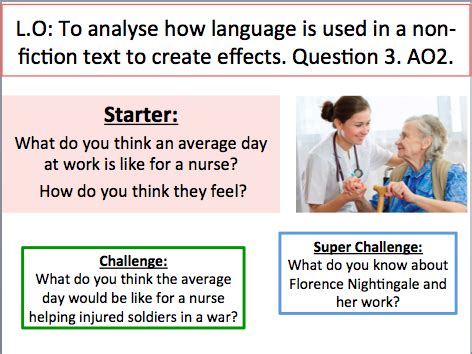 aqa language paper   fiction nursing topic   lessons teaching
