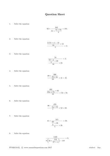 solving linear equations resources tes