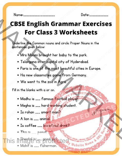 cbse english grammar exercises  class  english worksheets