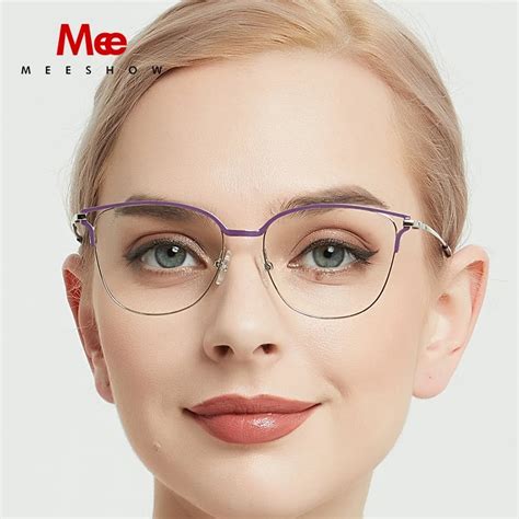 meeshow titanium alloy glasses frame women cat eyes prescription eyegl