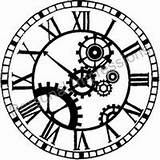 Clock Steampunk Drawing Drawings Gears Gear Vintage Face Stencils Printable Stencil Google Template Svg Roman Silhouette Clocks Numerals Victorian Clip sketch template