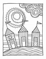 Coloring Beach Pages Houses Doodles Adult Kpm Colouring Hundertwasser Doodle Etsy Color Zoom Click Visit Getdrawings Getcolorings Template Drawing sketch template