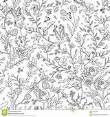 Bevallige Naadloze Kleurende Bloemenpatroon sketch template