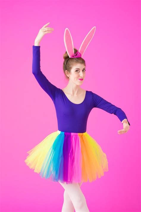 woman   colorful tutu  bunny ears