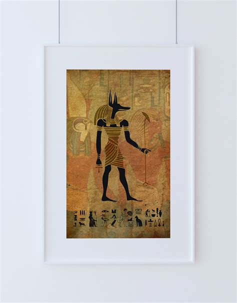 Egyptian Anubis Print Vintage Ancient Egypt Decor Ocean