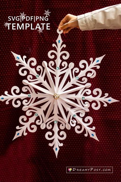 3d Snowflake Template And Tutorial Giant And Small Sizes Christmas