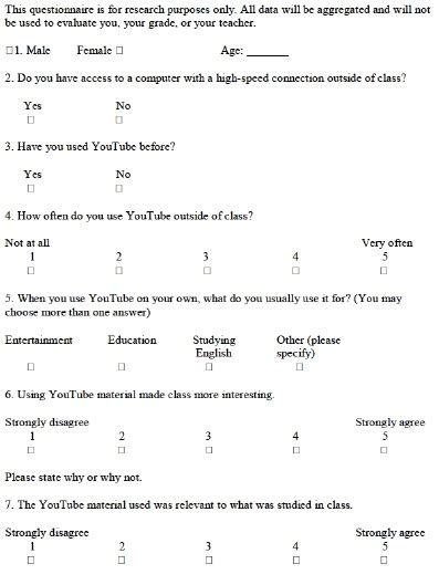 sample questionnaire  likert scale sample site