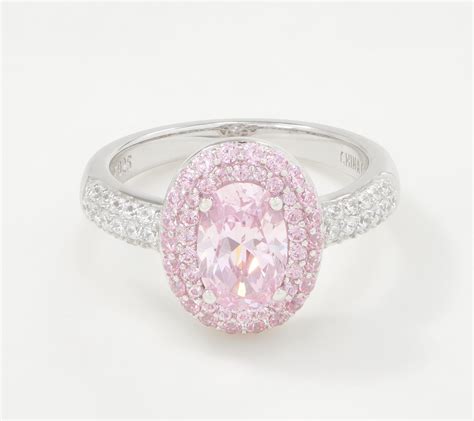 diamonique simulated pink diamond oval cut ring sterling silver qvccom