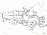 Coloring Truck Pages Semi Log Trailer Drawing Mack Printable Tractor Colouring Diesel Adult Peterbilt Cabin Sketch Adults Trucks Color Getcolorings sketch template