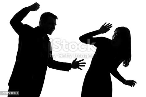 One Couple Man And Woman Domestic Violence Silhouette