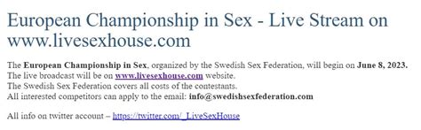 Sweden Sex Championship 2023 Rules Registration Participants Where