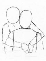 Drawing People Hugging Draw Behind Two Back Holding Hands Easy Drawings Templates Head Reference Getdrawings Couple Tilted Pose Four Cartoon sketch template