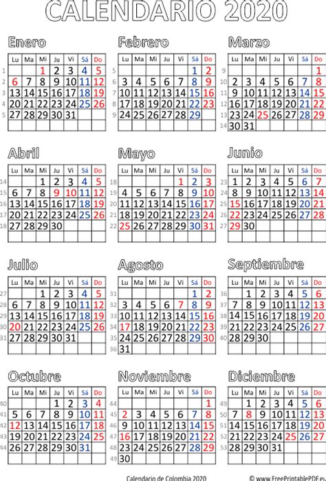 calendario de colombia imprimir el gratis