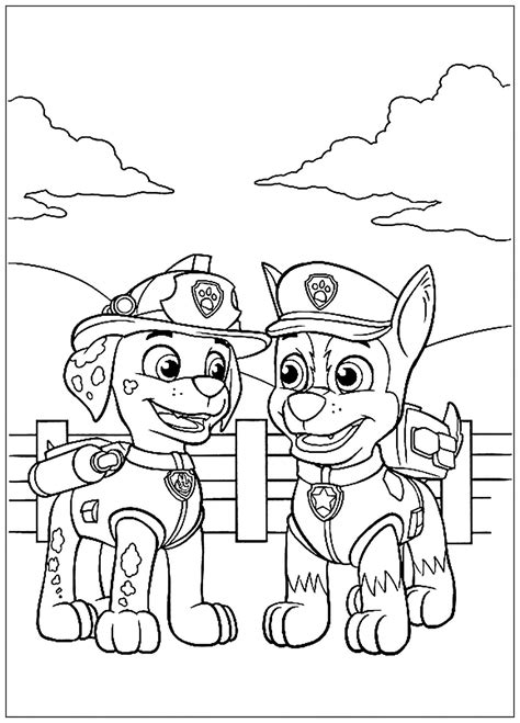 patrol  friends chase  rocky paw patrol kids coloring pages