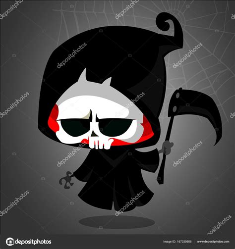 grim reaper cartoon character with scythe isolated on a