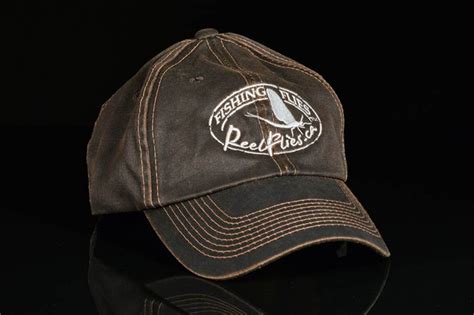 reelflies fly fishing ball cap  weathered brown colour