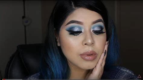 blue glitter smokey eye makeup tutorial youtube