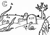 Cemetery Coloring Pages Halloween Corpses Color Nasty Gravestones Ghosts sketch template