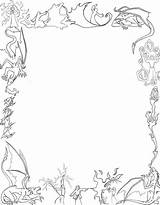 Border Coloring Paper Pages Dragons Deviantart Fantasy Printable Magic Dragon Color Mages Borders Witch Frames Book Blank Myth Holly Vector sketch template