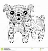 Zentangle Antistress Mandala Pug sketch template
