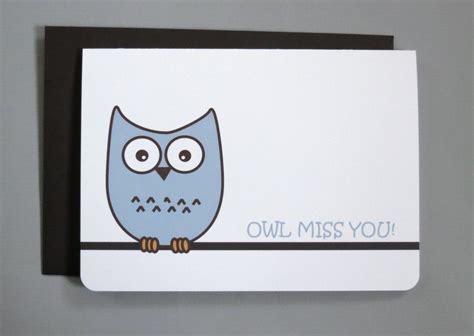 etsygreetings handmade cards owl   farewell  bar folded card