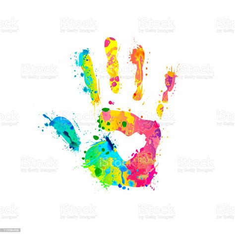 hand sign  splash paint stock illustration  image