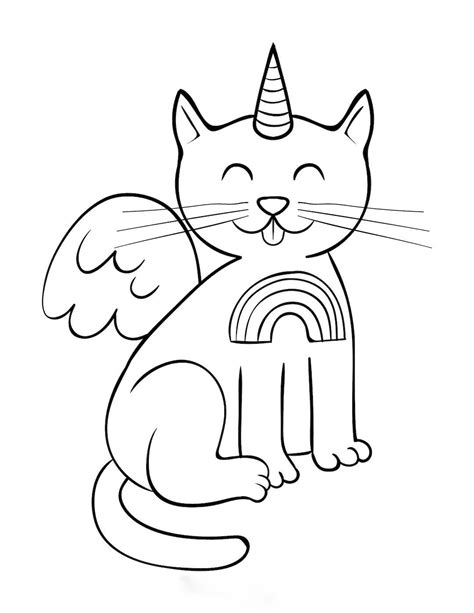 unicorn cat  wings coloring pages unicorn cat coloring pages
