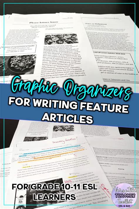 graphic organizers  writing feature articles   teaching