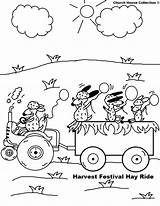 Coloring Hay Fall Festival Ride Printable Harvest Sheep Version sketch template