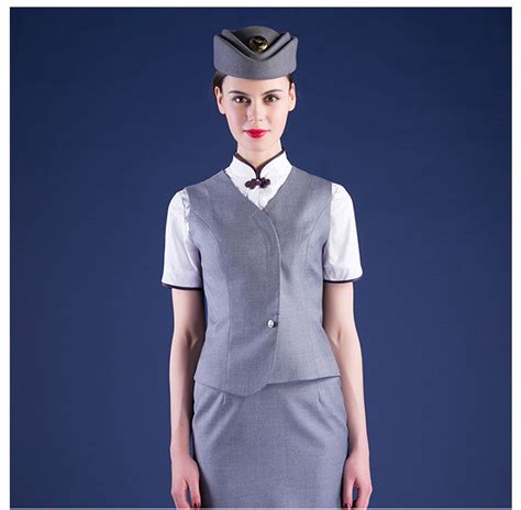 China Formal Airline Stewardess Uniform Red Air Hostess