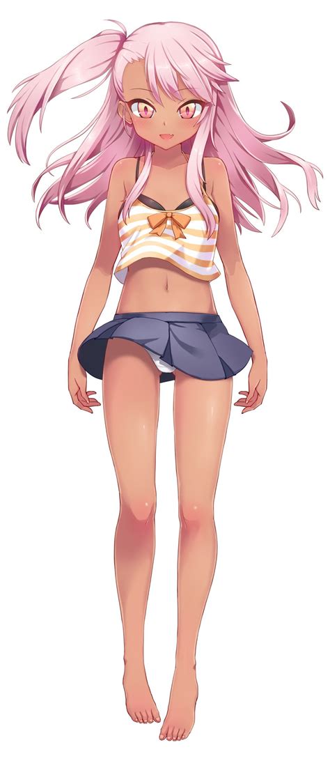 1girl Barefoot Blush Dark Skin Fang Fate Kaleid Liner Prisma Illya Fate