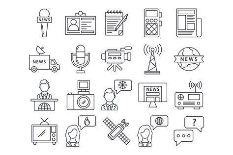 journalism vector  icon set graphicsurfcom