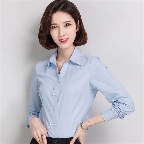 Women Blue Shirt Office Cotton Loose Ladies Shirts Plus Szie 5xl Shirt
