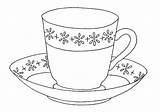 Cup Tea Coloring Pages Coffee Mug Saucer Teacup Drawing Printable Line Xicaras Para Desenho Desenhos Template Teapot Da Drawings Iced sketch template