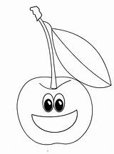 Cherry Coloring Cartoon Pages Fruits sketch template