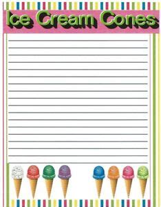 kids camp ice cream lined stationery paper  sheets ebay