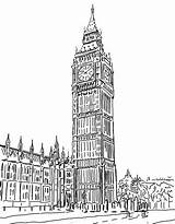 Bigben Monumentos Londres Dibujar Lápiz Imprimir Seleccionar Ler sketch template