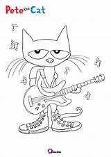 Cat Pete Coloring Guitar Playing Cartoon Bubakids sketch template