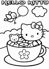 Kitty Hello Coloring Tea Pages Cup Teacup Printable Colouring Kids Color Drawing Sheets Ausmalbilder Para Da Party Dibujos Colorear Activity sketch template
