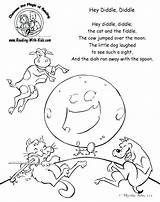 Nursery Coloring Diddle Pages Rhymes Rhyme Hey Go Dog Printable Preschool Kids Reading Cow Color Moon Over Activities Crafts Jumped sketch template