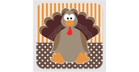 Cute Cartoon Turkey Happy Thanksgiving Sticker Zazzle