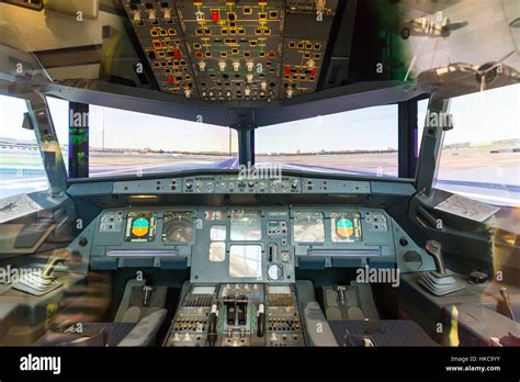 airplane pilot cabin stock photo alamy