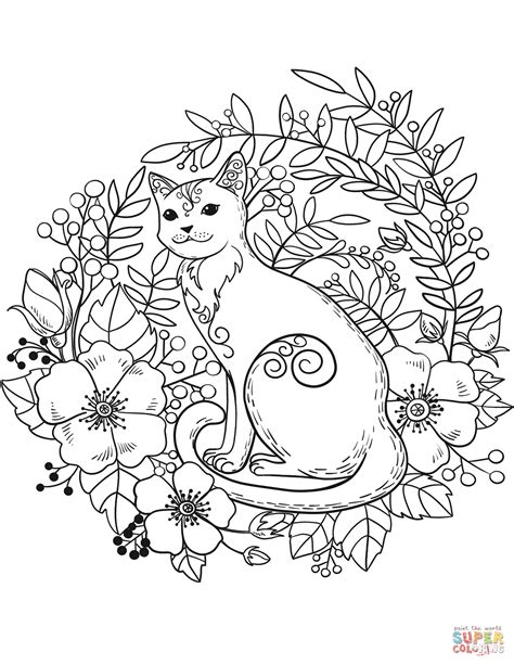 detailed cat coloring pages  adults sketch coloring page