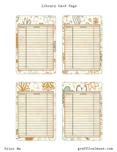 printables vintage library card tags  graffical muse