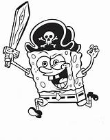 Esponja Pirata Colorear Spongebob sketch template