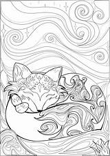 Coloring Pages Fox Adult Sheets Printable Animal Colouring Sleeping Books Book Color Mandala Kids Visit sketch template